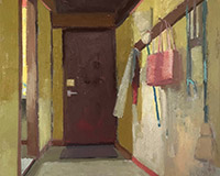 Carole Rabe Painting - Hallway with Two Brooms