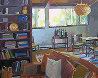 Carole Rabe Painting - Interior with Bookcase