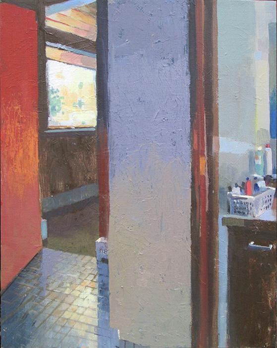 Carole Rabe Painting - Reflection on Bathroom Tile
