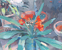 Carole Rabe Painting - Orange Clivia in Greenhouse