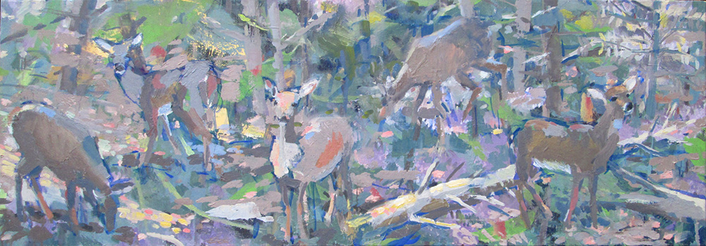 Carole Rabe Painting- Deer in Dappled Forest