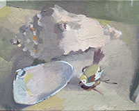 Carole Rabe Painting - Two Shells and Bird
