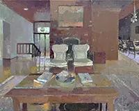 Carole Rabe Painting - Two White Chairs